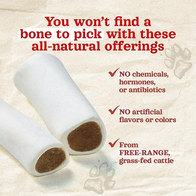 Natural Farm Filled Dog Bones, Bully Stick Flavor (5-6 Inch, 3 Pack), Limited Ingredient Stuffed Dental Dog Bone Treats for Large Dogs