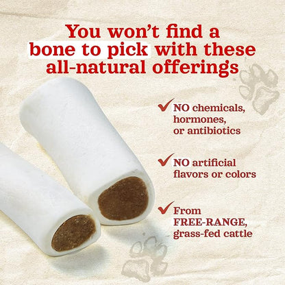 Natural Farm Filled Dog Bones, Bully Stick Flavor (5-6 Inch, 3 Pack), Limited Ingredient Stuffed Dental Dog Bone Treats for Large Dogs