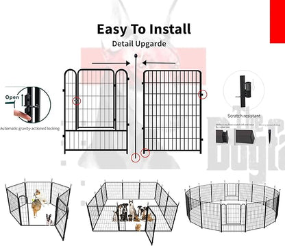 Dog Playpen Outdoor for Medium/Large Dogs 36'' High,4 Add-on Heavy Duty Dog Playpen Panels with Rustproof and Sturdy Stakes, 3ft Dog Fence for RV Camping