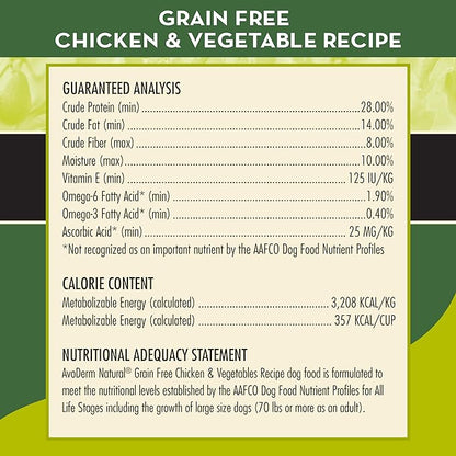 AvoDerm Natural Grain Free Chicken and Vegetables Recipe All Life Stages Dry Dog Food 24 lb (Pack of 1)