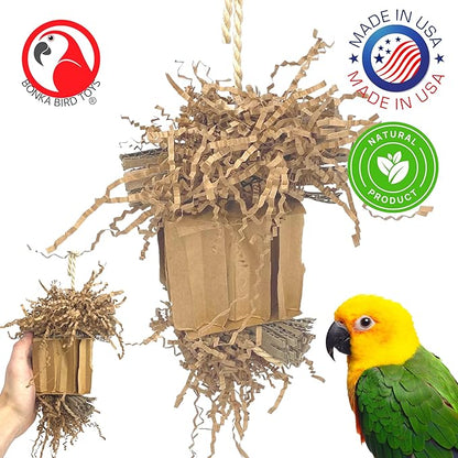 Bonka Bird Toys 3857 Medium Shreddy Eddy Foraging Shred Small Medium Bird Toy Cardboard Waffle Crinkly Paper Conures Parakeets African Greys and Other Similar Birds
