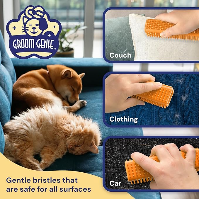 Magic Pet Hair Block Brush (Canyon Orange) | Ultimate Dog & Cat Hair Remover for Sofa, Furniture, Carpet, Bedding, and Clothing | Reusable, Durable, and Easy to Use