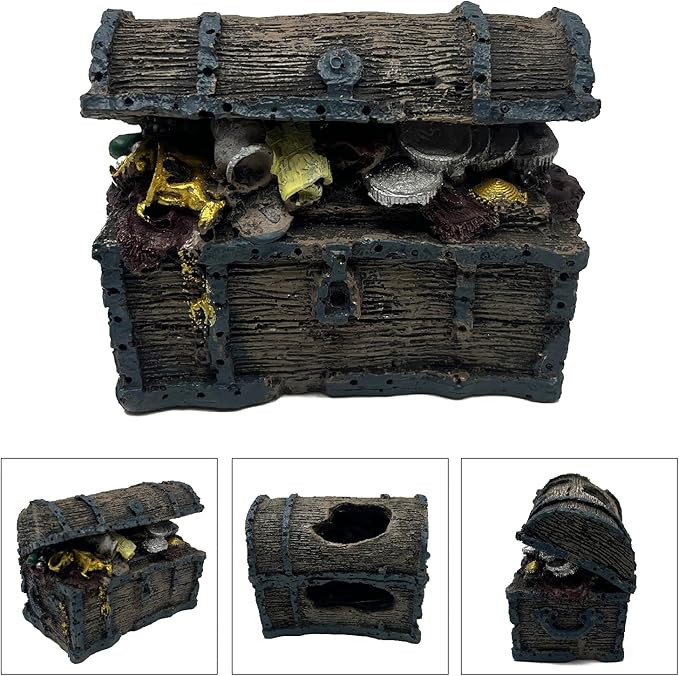 Mipukbay Fish Tank Decorations, Aquarium Decor Treasure Chest Aquarium Ornament for Small Tank
