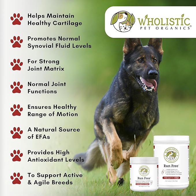 Wholistic Pet Organics Joint Supplement for Dogs - 1 Lb - Daily Dog Hip and Joint Supplement with Glucosamine Chondroitin & MSM to Support Mobility - All Breeds & Ages - Organic Glucosamine for Dogs