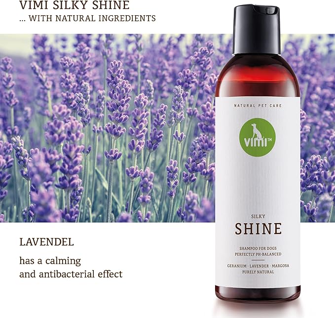 animaux vimi – Silky Shine Dog Shampoo for Sensitive Skin - Relief for Dry, Itchy Skin - Provides Extra Shine - Purely Natural Ingredients - Lavender - Perfectly PH-Balanced - Pet Care - 8.45 fl oz