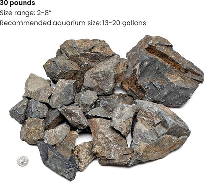 SubstrateSource Natural Stone for Aquarium, Terrarium, Paludarium, Reptile Enclosures - Set of Decorative Rocks for Landcapes, Aquascaping, Fish Tank Decor (Ancient Stone, 30 Pounds)