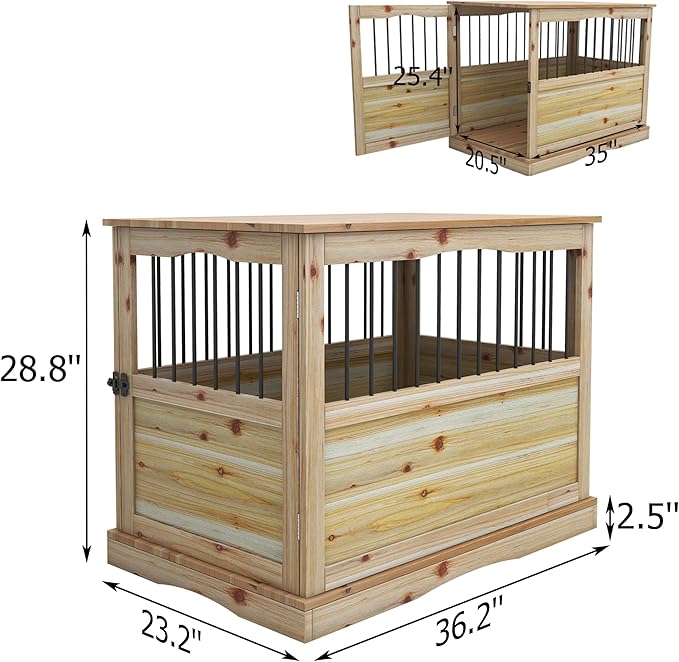 TAOHFE Solid Wood Dog Crates for Medium Dogs, Multifunctional Dog Kennel Furniture, Sufficient Space for Pets Dog Kennel Indoor, Medium Dog Crate Furniture with Reliable Metal Lock