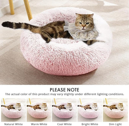 JOLLYVOGUE Dog Beds, Calming Small Dog Bed, Anti-Anxiety Dog Bed for Small Dogs, Fluffy Donut Dog Bed, Cozy Dog Cat Cushion Bed for Small Medium Dogs (24")
