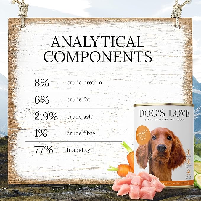 DOG'S LOVE Single Protein, Limited Ingredients, Ethically Sourced, Grain Free Wet Dog Food - Canned Soft Dog Food, Grain Free Dog Food for Your Dog - Premium Can Dog Food | 6 cans (14.1 Oz, Turkey)