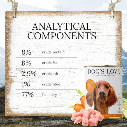 DOG'S LOVE Single Protein, Limited Ingredients, Ethically Sourced, Grain Free Wet Dog Food - Canned Soft Dog Food, Grain Free Dog Food for Your Dog - Premium Can Dog Food | 6 cans (14.1 Oz, Turkey)