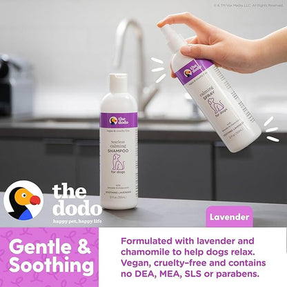 The Dodo Calming Shampoo & Spray for Dogs Twin Pack; 12oz Calming Dog Shampoo + 12oz Calming Dog Spray with Lavender and Chamomile; Vegan, Cruelty-Free, No DEA, MEA, SLS or Parabens