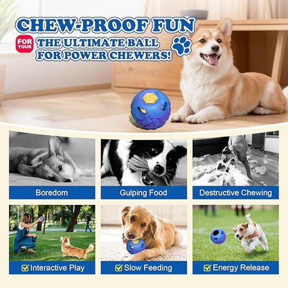 5-in-1 Dog Enrichment Toy  Bite & Brush Freeze Ball, Large Dog Toys, Interactive Chew Toy for Large Aggressive Chewers (25-85 lbs), Freezable Bone for Dogs, Homemade Treat Dispenser, Easy to Clean