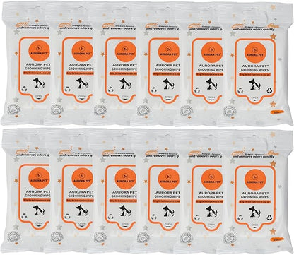 Aurora Pet Wipes – 100% Natural, Plant-Based Hypoallergenic Grooming Wipes for Dogs & Cats (120-Count Travel Pack)