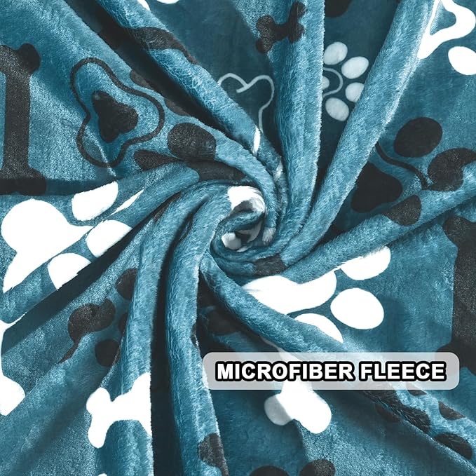 Dog Blanket,Super Soft Fluffy Premium Fleece Pet Puppy Blanket for Large Medium Dog Cat Mat Cover for Bed Couch,Reversible Cow Print,Turquoise,(41 x 31 Inch)