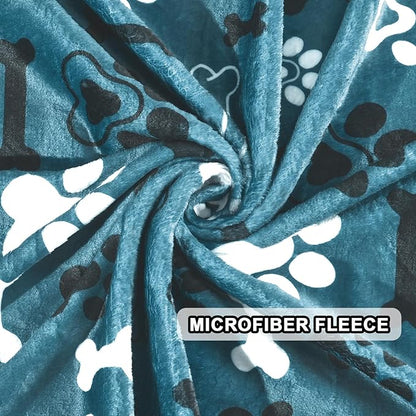 Dog Blanket,Super Soft Fluffy Premium Fleece Pet Puppy Blanket for Large Medium Dog Cat Mat Cover for Bed Couch,Reversible Cow Print,Turquoise,(41 x 31 Inch)