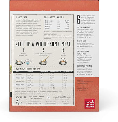 The Honest Kitchen Dehydrated Limited Ingredient Beef Dog Food,10 Lb Box