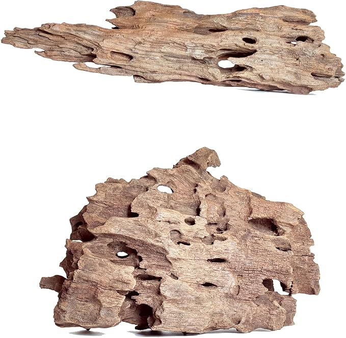 Natural Wood Driftwood for Aquarium Fish Tank Decor,Assorted Driftwood Trunk Branch for Reptile Tank Decor (SHP-XM Driftwood S(6 to10 Inch)-Pack of 2)