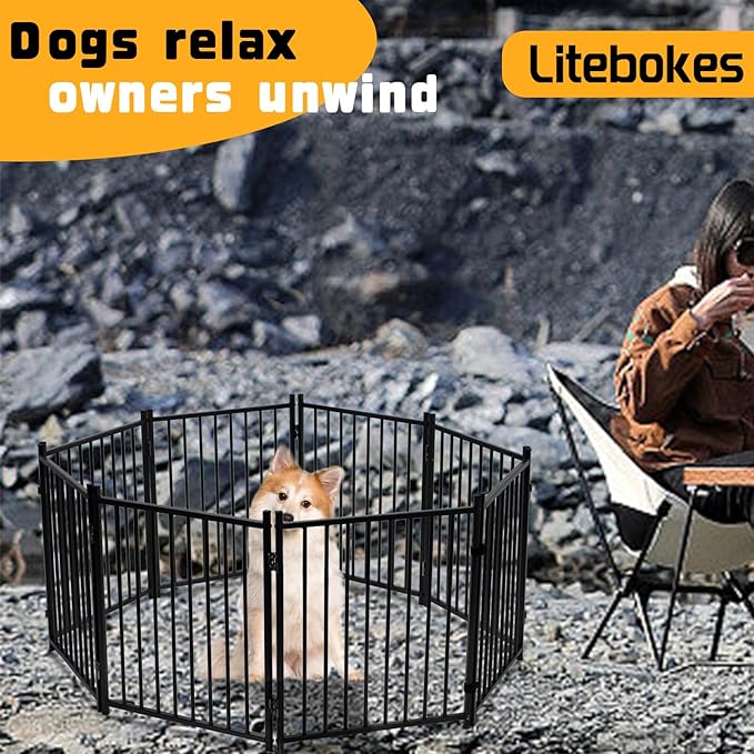 Dog Playpen Indoor, 4 6 8 Panels Metal Dog Fence,Playpen for Medium/Small Dogs, Portable Pet Puppy Playpen for Indoor Outdoor (8pcs)