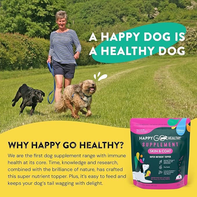 Skin & Coat Supplements for Dogs | Probiotic & Prebiotic Benefits with Wild Salmon Omega 3s to Help Your Dog Shine from The Inside Out | All Breeds, Ages and Sizes | 120 Count