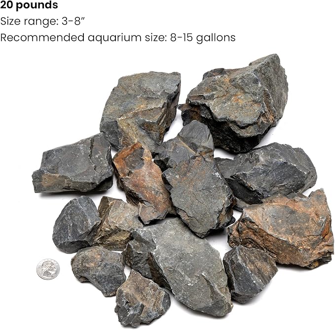 SubstrateSource Natural Stone for Aquarium, Terrarium, Paludarium, Reptile Enclosures - Set of Decorative Rocks for Landcapes, Aquascaping, Fish Tank Decor (Ancient Stone, 20 Pounds)