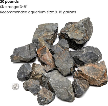 SubstrateSource Natural Stone for Aquarium, Terrarium, Paludarium, Reptile Enclosures - Set of Decorative Rocks for Landcapes, Aquascaping, Fish Tank Decor (Ancient Stone, 20 Pounds)