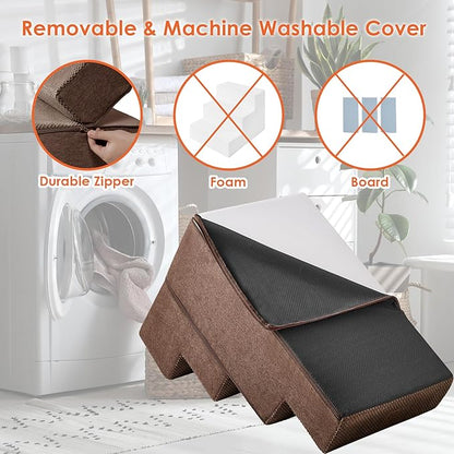 EHEYCIGA Dog Stairs for Bed 20”H, 4-Step Extra Wide Dog Steps for High Bed, Pet Steps for Small Dogs and Cats, Non-Slip Balanced Dog Indoor Ramp, Brown