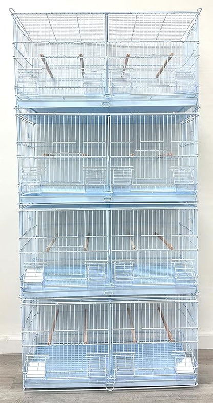 LOT of Stackable Breeder Bird Flight Cage with Removable Center Divider and Breeding Nest Box Doors with Removable Rolling Stand