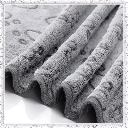 Tegeme 12 Pieces Pet Blanket Soft Fleece Dog Fluffy Doggie Warm Felt Throw Spring Cute Paw Print Puppy Kitten Sleep Mat Bed Covers for Cat(23 x 16 Inch,Gray)