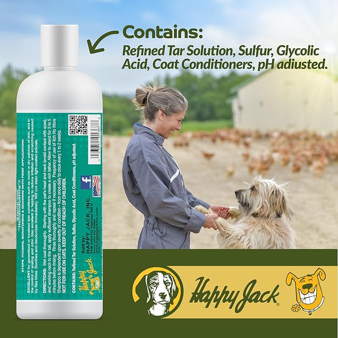 Happy Jack Itch No More Dog Itchy Skin Shampoo & Treatment (16 oz), Flea Bites, Allergies & Itch Relief, Stops Itching, Scratching & Gnawing on First Application for Healthy Dog Skin & Coat