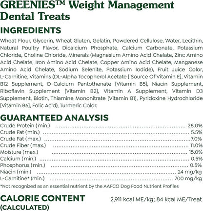 Greenies Weight Management Teenie Dog Dental Chews Weight Control Dog Treats, 27 oz. Pack (96 Treats)