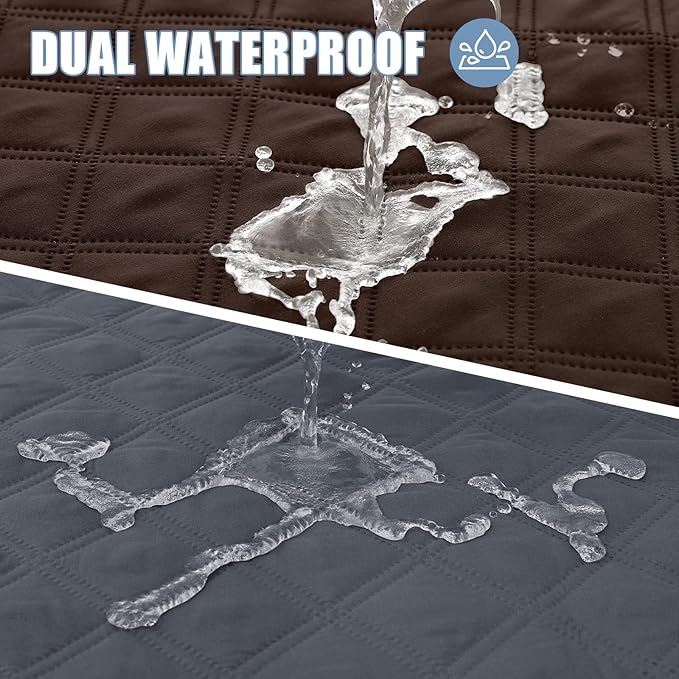 Smiry Waterproof Dog Blanket, Reversible Dog Bed Cover Pet Blanket, Soft Couch Cover for Dogs Washable, Bed Couch Sofa Furniture Protector for Puppy Cat Kids (52"x82", Chocolate/Dark Grey)