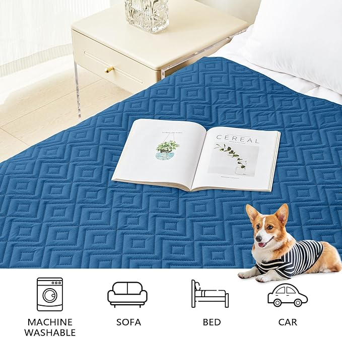 hyha Waterproof Dog Blanket, Soft Dog Bed Cover Pet Blankets, Waterproof Sofa Couch Cover for Dogs Washable, Reversible Pet Couch Covers for Sofa Furniture (68x82 Inch, Navy Blue/Blue)