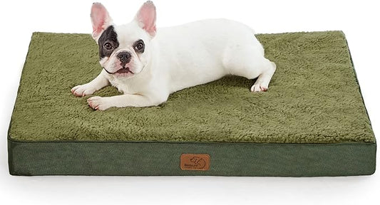 Bedsure Medium Dog Bed for Medium Dogs - Orthopedic Dog Beds with Removable Washable Cover, Egg Crate Foam Pet Bed Mat, Suitable for Dogs Up to 35lbs, Dark Green
