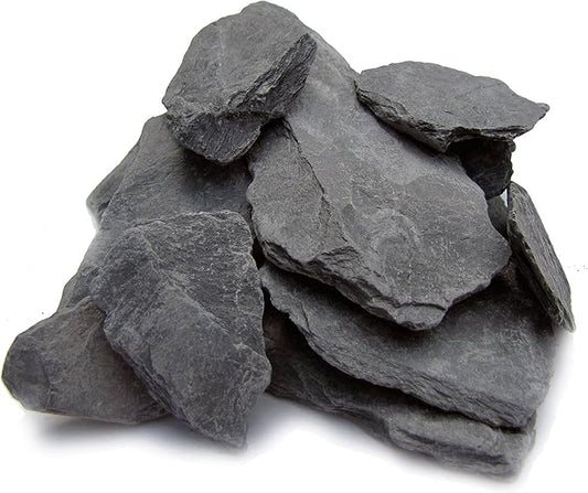 Natural Slate Stone 1 to 3 Inches - USA Sourced and Packaged for Aquascaping Aquariums, Terrariums, Paludariums, Reptile Enclosure, Wargaming, Models, Mosaic Art, Miniature Fairy Gardens (5lbs Grey)