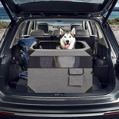 30 Inch Portable Travel Dog Crate, 3 Door Collapsible Soft Pet Kennel with Durable Mesh Windows for Medium Dogs, Foldable Dog Cage with Storage Pocket for Outdoor (Light Grey)