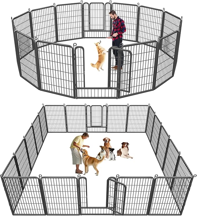 Dog Playpen Outdoor, 40 inch Heavy Duty Dog Fence for Yard 14 Panels Dog Pens Outside Rustproof Metal Pet Puppy Playpen for Large Medium Dogs, Portable Pet Fence for RV Camping, Yard