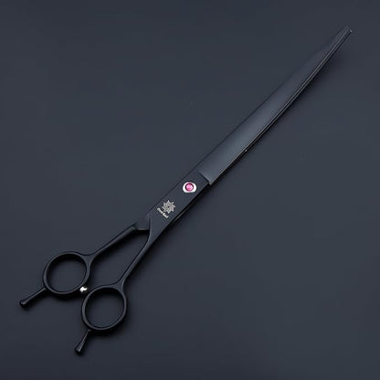 Dream Reach 9" Twin Tail Professional Pet Dog Two-way Cutting or Curved Scissors,Made of High-end 9CR Stainless Steel (Rainbow) (B-9 inch-Black)