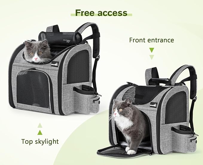 Pecute Cat Carrier Dog Backpack, Backpack for Small Pets, Portable Breathable Rucksack with Front Opening-Mesh Window-Pockets, Airy Space for Carrying Puppy Dogs and Cats