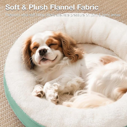 Love's cabin Round Donut Cat and Dog Cushion Bed, 25in Pet Bed for Small or Medium Dogs, Anti-Slip & Water-Resistant Bottom, Soft Durable Fabric Pet Beds, Washable Calming Cat & Dog Bed Teal