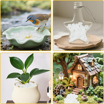 Glow in The Dark Fish Tank Rocks,Glowing Rocks Stones Resin Glow in Dark Pebbles for Outdoor Garden, Fish Tank, Aquarium, Landscaping,Driveway Decoration,White 1.4 Lb