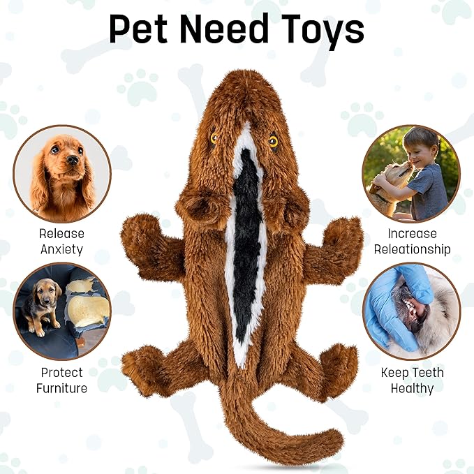 FGA MARKETPLACE Duck-Chipmunk Flat NO Stuffing NO Squeak Plush Dog Toy, Funny Style Will Entertain Your Dog for Hours, Recommended for Small and Medium Dog 21 INCH Long