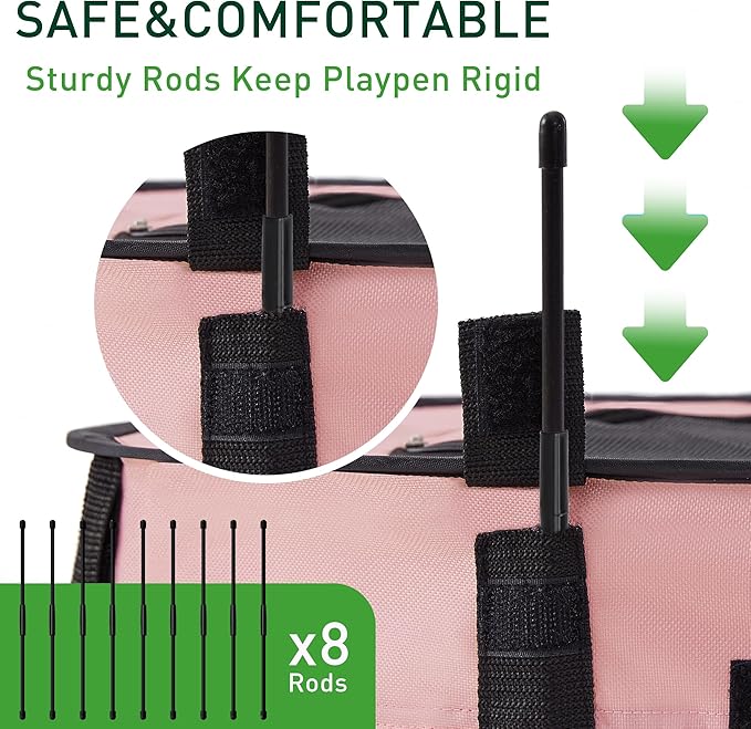 Love's cabin Pet Puppy Dog Playpen, Small Dog Tent Crates Cage Indoor/Outdoor, Portable Exercise Playpen for Cat, Foldable Pop Up Dog Kennel Playpen with Carring Case (S, Pink)