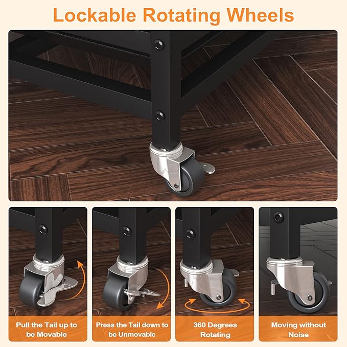 BOINN 42 inch Extra Large Dog Crate Furniture with Removable Trays, 3 Doors, 4 Wheels & 5 Locks - for Medium and Large Dogs
