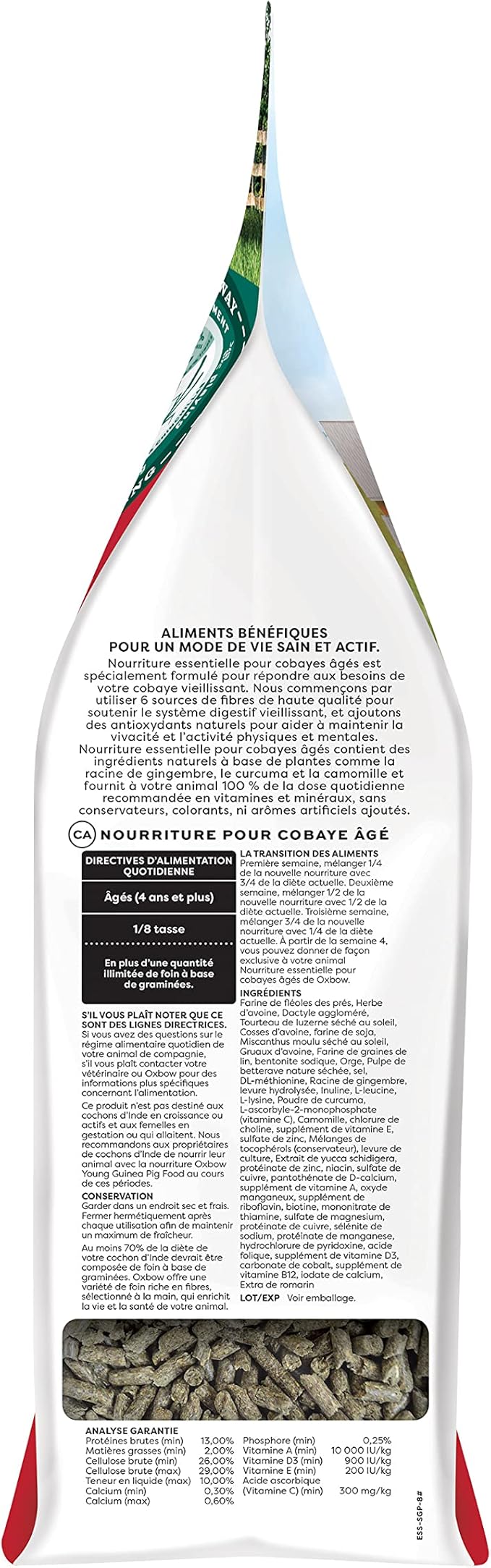 Oxbow Essentials Senior Guinea Pig Food, Made Alfalfa for Guinea Pig, Pet Food Pellets with Vitamin C, Small Animal Pet Products, Made in USA, High Fiber, 8 lb. Bag