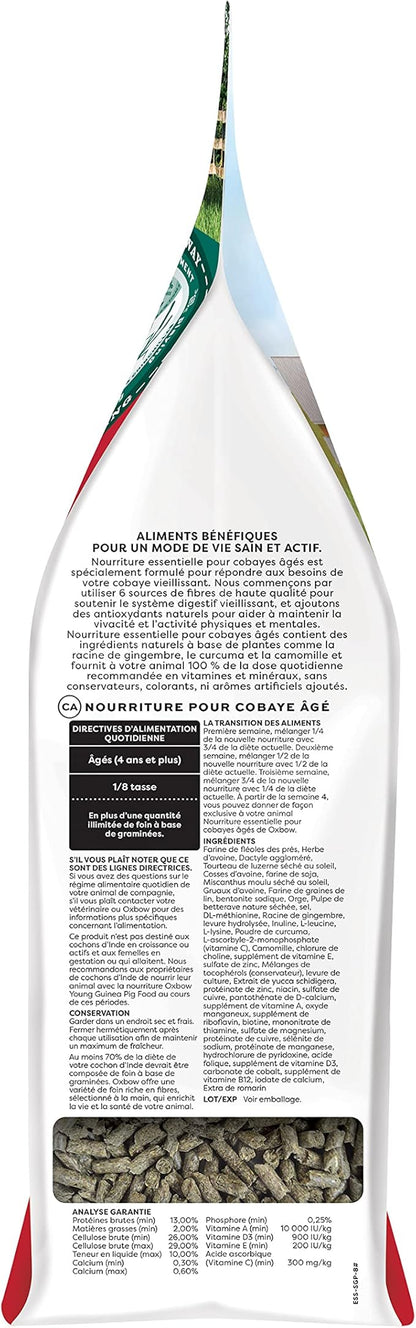 Oxbow Essentials Senior Guinea Pig Food, Made Alfalfa for Guinea Pig, Pet Food Pellets with Vitamin C, Small Animal Pet Products, Made in USA, High Fiber, 8 lb. Bag