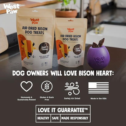 WEST PAW Air Dried Bison Heart Dog Treats  Farm Fresh Bison Heart Snacks for Dogs  Wholesome Canine Treat  Vitamins, Minerals, Proteins  One-Ingredient Treat  2.5 Oz. (1 Pack)