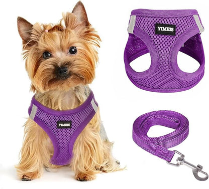 Dog Harness for Small Dogs, Small Dog Harness and Leash Set, Honeycomb Grid, Reflective Lightweight Harness & Anti-Twist Pet Lead,Dog Harness(Multi Color, Size: XS-S-M) (XS, Purple)