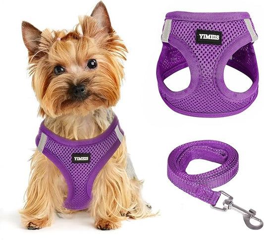 Dog Harness for Small Dogs, Small Dog Harness and Leash Set, Honeycomb Grid, Reflective Lightweight Harness & Anti-Twist Pet Lead,Dog Harness(Multi Color, Size: XS-S-M) (XS, Purple)