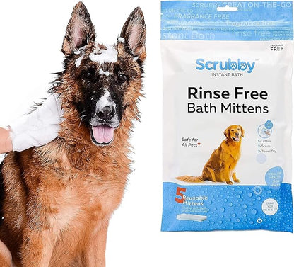 No Rinse Pet Wipes, Rinse Free Shampoo Mittens for Dogs and Cats, Bath Wipes for Bathing and Washing Pets, Hypoallergenic No Rinse Wash Mitt for Grooming, Lather Wipe Dry - 20 Pack