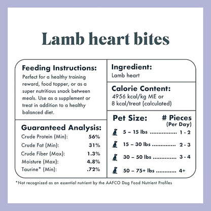 King Lou Pets - Lamb Hearts for Dogs and Cats - USA-Made Freeze Dried Lamb Dog Treats - Taurine, Zinc, and Iron - 1lb Prior to Freeze-Drying